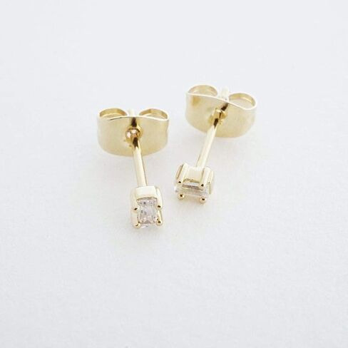 HONEYCAT Tiny Crystal Baguette Stud Earrings in Gold, Rose Gold, or Silver | Minimalist, Delicate Jewelry in Kuwait