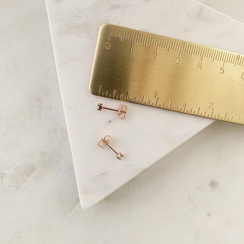 HONEYCAT Tiny Crystal Baguette Stud Earrings in Gold, Rose Gold, or Silver | Minimalist, Delicate Jewelry in Kuwait