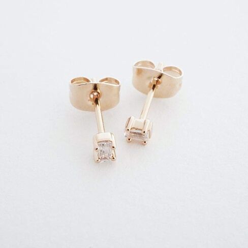 HONEYCAT Tiny Crystal Baguette Stud Earrings in Gold, Rose Gold, or Silver | Minimalist, Delicate Jewelry in Kuwait