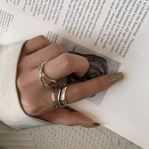 القوطية S925 خواتم المفصل تكويم مجموعة 2 قطعة غير النظامية السبابة حلقة نصف مفتوحة ميدي الدائري للنساء أو الرجال in Kuwait