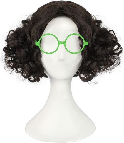 JoneTing + 【1 قبعة شعر مستعار + 1 عصابة رأس حمراء شعر مستعار أسود للأميرة شعر مستعار قصير مجعد أسود شعر مستعار كوسبلاي لحفلات الهالوين شعر مستعار اصطناعي للفتيات زي in Kuwait