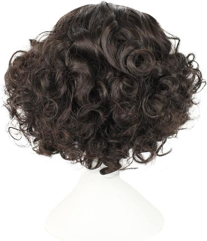 JoneTing + 【1 قبعة شعر مستعار + 1 عصابة رأس حمراء شعر مستعار أسود للأميرة شعر مستعار قصير مجعد أسود شعر مستعار كوسبلاي لحفلات الهالوين شعر مستعار اصطناعي للفتيات زي in Kuwait