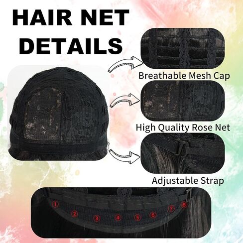 JoneTing + 【1 قبعة شعر مستعار + 1 عصابة رأس حمراء شعر مستعار أسود للأميرة شعر مستعار قصير مجعد أسود شعر مستعار كوسبلاي لحفلات الهالوين شعر مستعار اصطناعي للفتيات زي in Kuwait