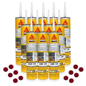 SchayCo 12 Pack Caulk Saver Caps with Case of 12 Sikaflex Crack Flex High-Performance, Textured, Self-Leveling, Polyurethane Sealant (Gray 10 Oz)