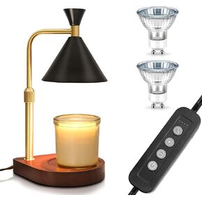 DORESshop Candle Warmer Lamp, Electric Candle Lamp with Timer (2H/4H/8H), Adjustable Height & Heat, Includes 2 Bulbs，for Birthday Gifts, Housewarming Gifts, New Home, for Mom