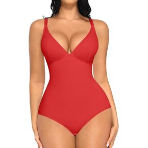 FeelinGirl Shapewear Bodysuits for Women Tummy Control Body Suits Deep V Neck Corset Body Shaper Tops