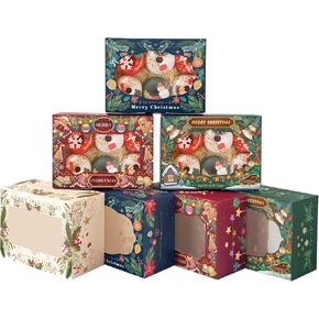 Bakepacker Christmas 48pcs Bakery Boxes with Window 8.3x5.9x3.7 inches Pastry Boxes Cookie Boxes for Bakerys Thick & Sturdy