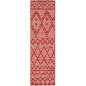Safavieh Natural Fiber Collection Runner Rug - 2'3" x 8', Red & Natural, Handmade Rustic Farmhouse Jute, Ideal for High Traffic Areas in Living Room, Bedroom (NF219Q)