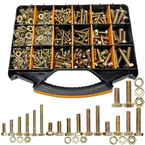 1000pcs Nut and Bolt Assortment Sets, M4 M5 M6 M8 Grade 8.8 Heavy Duty Bolts and Nuts Kit, Yellow Zinc Plated Coating, 18 Sizes