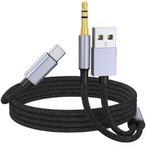 USB C to 3.5mm Aux Audio Cable with Charging, 2 in 1 USB C to 3.5mm Car Aux Stereo Headphone Jack Cable with PD 18W Charging Compatible with iPhone 15/15Pro, Galaxy S24+/S23/S22, Google Pixel 8 3.3FT