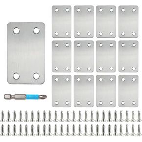 QSJ 16 Pack Black Flat Mending Plate 2.36x1.49'', Stainless Steel Bracket, Straight Metal Brace Bracket, Fixing Joining Plate for Wood Furniture Fastening & Fixing
