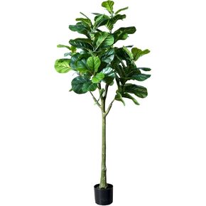 Artificial Fiddle Leaf Fig Tree, 5 feet Large Faux Tree with 82 Fiddle Leaves, Decorative Green Tall Fake Ficus Lyrata Silk Tree Plant in Pot for Living Room Bedroom Home Decor Indoor 105