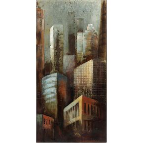 Empire Art Direct "Grey Architecture 2" Mixed Media Hand Painted Iron Wall Sculpture by Primo