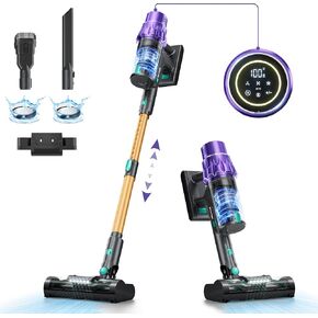 Cordless Vacuum Cleaner, Vacuum Cleaners for Home 530W 45Kpa Powerful Suction with LED Touch Display, Rechargeable Stick Vacuum, Self-Standing Vacuum, Handheld Vacuum for Carpet, Hard Floors, Pet Hair