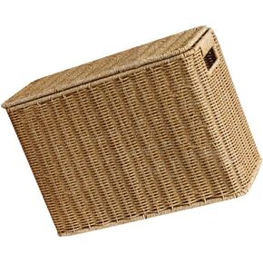 Alipis Woven Magazine Basket Natural Wicker Magazine Rack Rectangular Wicker Newspaper Holder Rattan Toys Organizers Decorative Storage Bin for Home Office Closet Decor in Kuwait