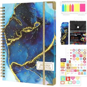 GNILLKO 2024-2025 Monthly Planner, Daily Planner 2024-2025 with Tabs, July 2024- June 2025 Weekly/Monthly Planner, 2024-2025 Planner with Color Pen, Sticky Notes, Stickers, Elastic Closure, Inner Pocket, Round Corner, 8.5" x 6.2"-Pink