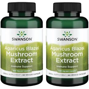 Swanson Agaricus Blazei Mushroom Extract 500 Milligrams 90 Veg Capsules (2 Pack)