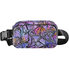 Fanny Pack Crossbody Bags for Women Belt Bag Colorful Butterfly Running Waist Bag with Adjustable Strap for Outdoors Hiking Cycling Traveling