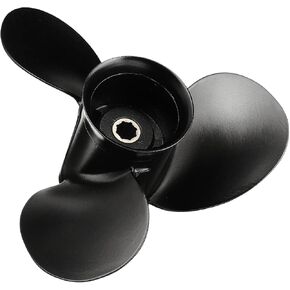 48-828158A12 9 X 10 1/2 Pitch 3 Blade 8 Spline Tooth Outboard Boat Propeller Replacement for Mercury 6-15 HP Aluminum Prop with Hub Kit