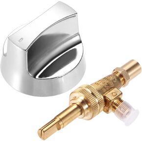 Propane Gas Control Valve 0.047" Orfice with Chromed Steel Control Knob Stem Length 1.4", Natural Brass Propane Gas Control Valve, Fitting for Hotel Commercial Kitchen Gas Control Valve