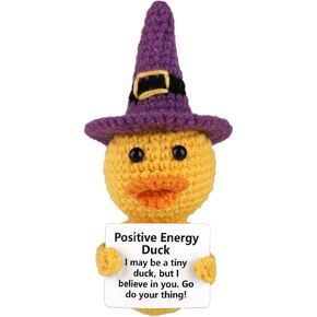 TOYMIS Positive Crocheted Duck, Knitted Duck with Wizard Hat Emotional Duck Wool Crochet Doll Knitted Stuffed Duck Encouragement Crochet for Inspirational Gifts Party Decoration