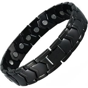 KYOSI Black Mens Magnetic Bracelet Stainless Steel Strength Magnetism Bracelets for Men 3500 Gauss Magnets Jewelry 8.66 inches