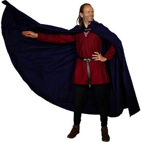 Mythrojan WOOLEN HOODED CLOAK w delicate BRASS BROOCH Medieval Wool cape