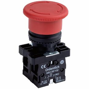 22mm Plastic Emergency Stop Push Button Switch Red Mushroom Equipment Stop Shut Off Switch AC 660V 10A (1NO1NC)