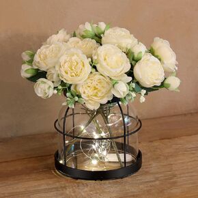 Vintage Glass Vase, Rustic Lantern Decor with Plants Flowers Lights Rustic Farmhouse Vase for Home Decor Floral Arrangement Centerpieces Gifts