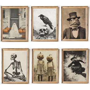 HALLOWITCH Vintage Halloween Decoration. Cute Ghost Decor. Halloween Poster Wall Art. Dark, Gothic and Vintage Gifts Idea. (Ghost Decor)