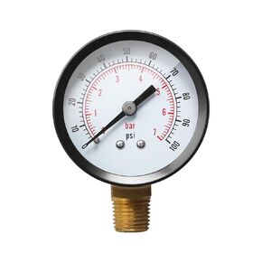 0-100 Psi Stainless Steel Pressure Gauge 2" Dial Size，1/4" NPT Lower Mount，for Water Pump, Pneumatic Air, Well, Gas Pressure Test