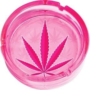 6.0" Extra Large Pink Leaf Glass Ashtray, Perfect for Smoking Lounges, Patios, and Outdoor events - Durable and Easy to Clean