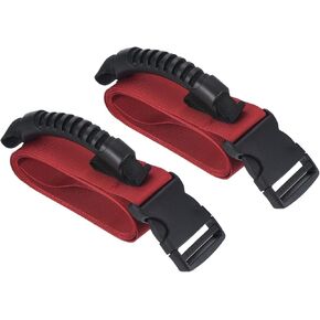 PATIKIL Carrying Strap with Handle, 2 Pack Adjustable Nylon Belt for Moving Lifting Boxes Grocery Luggage, Red