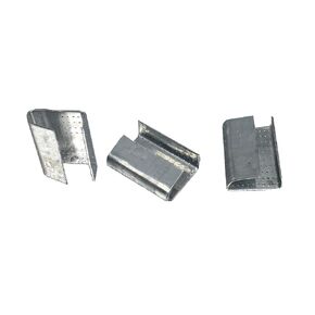 Banding Clip, Open Serrated Seal, Polyester (PET) Strapping, Snap-On Gripper Strap Clip, 5/8" (16 mm) Wide, 1" (25 mm) Long, 0.032" (0.8 mm) Thick, Regular Duty Shipping, 1 Pack, 200 Pcs/Pack, 1608