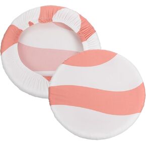 PATIKIL 9.5" Round Bar Stool Cover, 2 Pack Washable Elastic Stool Cushion Cover for Diameter 12"-18" Chair, Pink White
