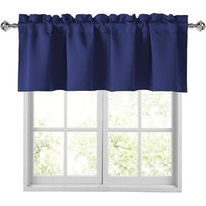 JIUZHEN Dark Grey Valances for Windows Rod Pocket Room Darkening Small Window Curtains for Kitchen/Bathroom, 52" W x 18" L, 1 Panel