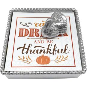 TURKEY BEADED NAPKIN BOX SET | SILVER | BRILLANTE | GIFTS | NAPKIN BOX & WEIGHT SET | RECYCLED SANDCAST ALUMINUM | HANDMADE IN MEXICO