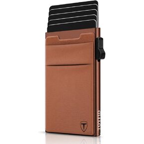 Minimalist Wallet for Men,Pop Up Credit Card Wallet for Men,Metal Slim Cards Holder with Money Pocket,RFID Blocking,Ultralight,Hold 6 Credit Cards,Black