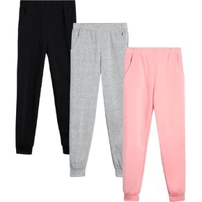 Coney Island Girls’ Sweatpants – 3 Pack Active Fleece Jogger Pants with Pockets – Performance Sweatpants for Girls (5-16)
