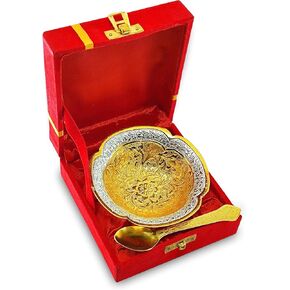 NOBILITY Bowl Spoon Set Silver Plated Light Weight with Red Box Diwali Christmas Eid Wedding Return Friends Family Corporate Home Decoration Gift Items Dessert Dry Fruits Serving Gifts
