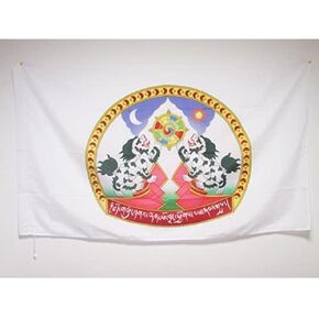 Tibet Coat of arms Flag 3' x 5' for a pole - Tibetan - Buddhist flags 90 x 150 cm - Banner 3x5 ft with hole - AZ FLAG