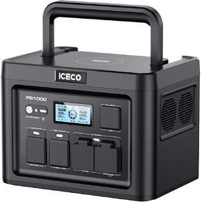 ICECO PB1000 Portable Power Station, 1075Wh Battery/ 1.6 Hour Fast Charging, with 2x1200W AC Outlets, Solar Generator for Home Backup, Emergency, Outdoor Camping