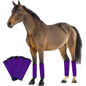 FOXLVDA Horse Fly Boots, Adjustable Fly Boots for Horses Set of 4, Comfortable Horse Leggings, Breathable Plastic Mesh Material, Horse Supplies for Reduces Stress & Leg Fatigue (Green, Large)