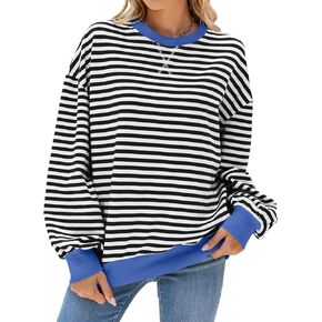Women's Long Sleeve Round Neck Sweatshirt Loose T Shirt Blouses Tops