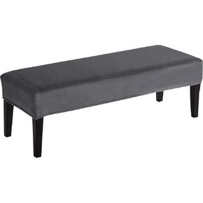 غطاء مقعد طعام مخملي مطاطي من cjc - غطاء مقعد قابل للإزالة مع شريط أنيق قابل للغسل وغطاء كرسي مستطيل لغرفة المعيشة وغرفة النوم والمطبخ (رمادي داكن، مخملي) in Kuwait