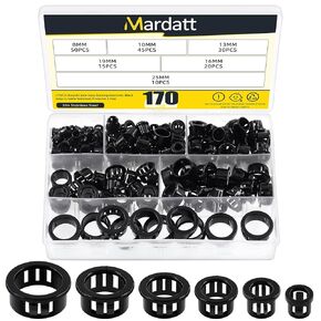 73Pcs 4 Sizes Round Cable Snap Bushing Grommets, 1" 1/1-2" 1/3-4" 2" Nylon Snap Cable Grommet Protector Black Snap Bushing Hole Plugs Snap in Cable Hose Bushing Grommet for Cables