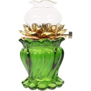 MAGICLULU Lotus Butter Lamp Buddha Front Light Oil Lamp Burner Oil Lanterns for Indoor Use Vintage Kerosene Lamp Oil Lamp for Indoor Use Vintage Oil Lamp Alloy Old Fashioned Crystal Buddha
