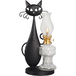 1pc Cat+1pc 5 Fluid Ounce Oil Lamps for Indoor Use, Oil Lamp Wicks with Fire Control Knob, Kerosene Lamp Oil Lamps / Lanterns, Hurricane Lamp with Adjustable Fire Wick (2)