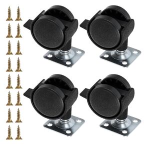 4 Pcs Swivel Caster Wheels with Screws 360 Degree Rotation Universal Plastic Light Duty Small Caster Wheels with Brake Locking for Small Appliances Furniture Trash Can Storage Box