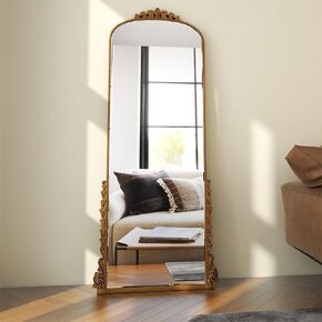SHYFOY 67" x 29" Vintage Gold Full Length Mirror - Antique Floor Mirror with Ornate Carvings - Victorian Design - French Baroque Mirror for Living Room or Bedroom
